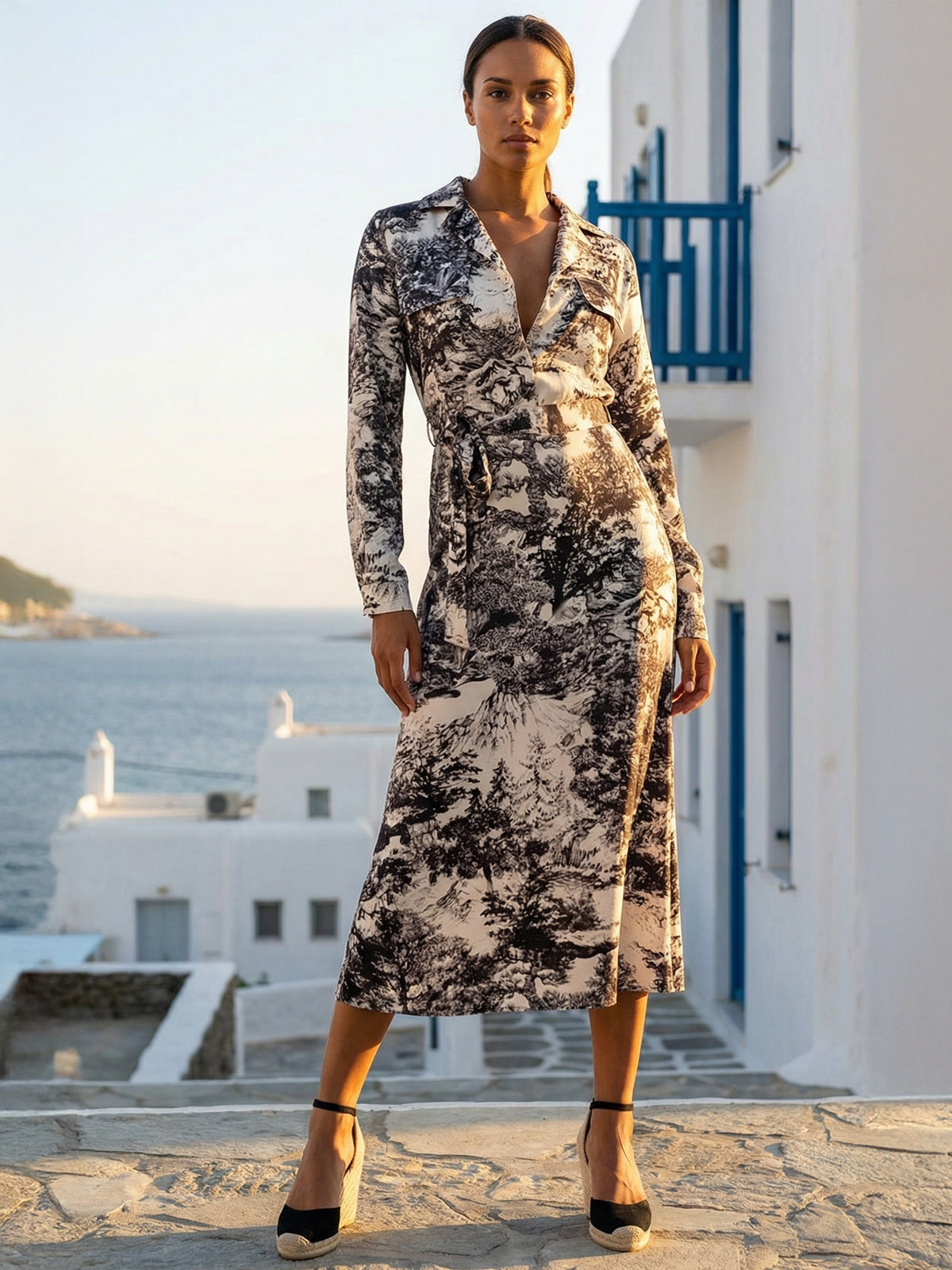 Lily Long Dress, Black and Cream Dress | Women's Travel Dress