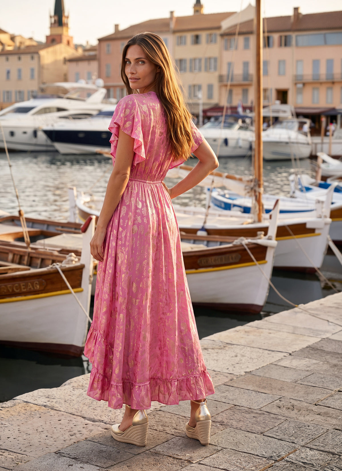 St Tropez Long Dress | Poupee Bonbon